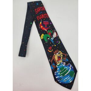 Looney Tunes Mania Savor The Planets Earth Necktie Taz Devil Marvin Martian 1993